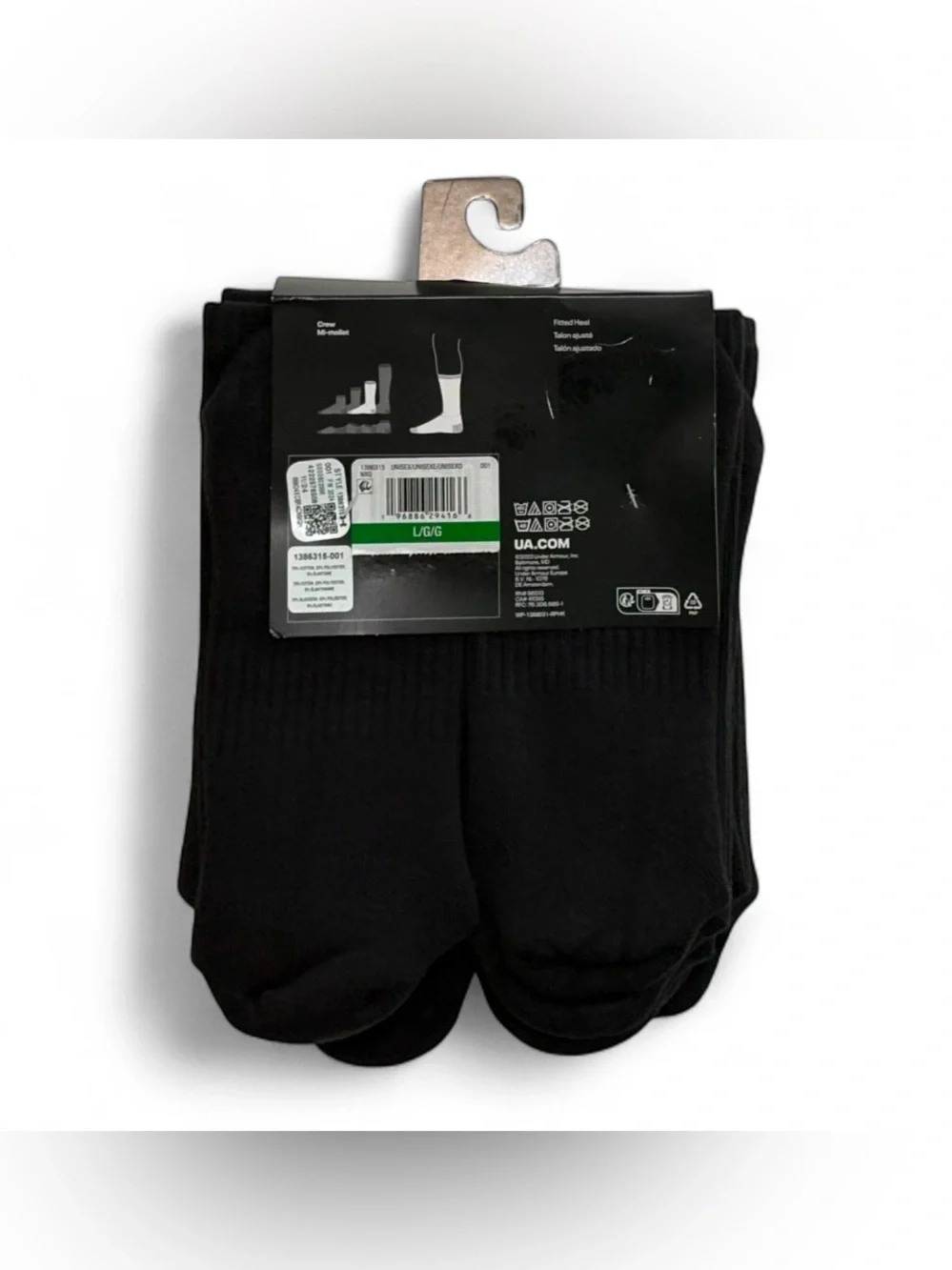 Under Armour Black Athletic Cotton Cushioned Crew Socks - Pack of 36 Pairs Lot